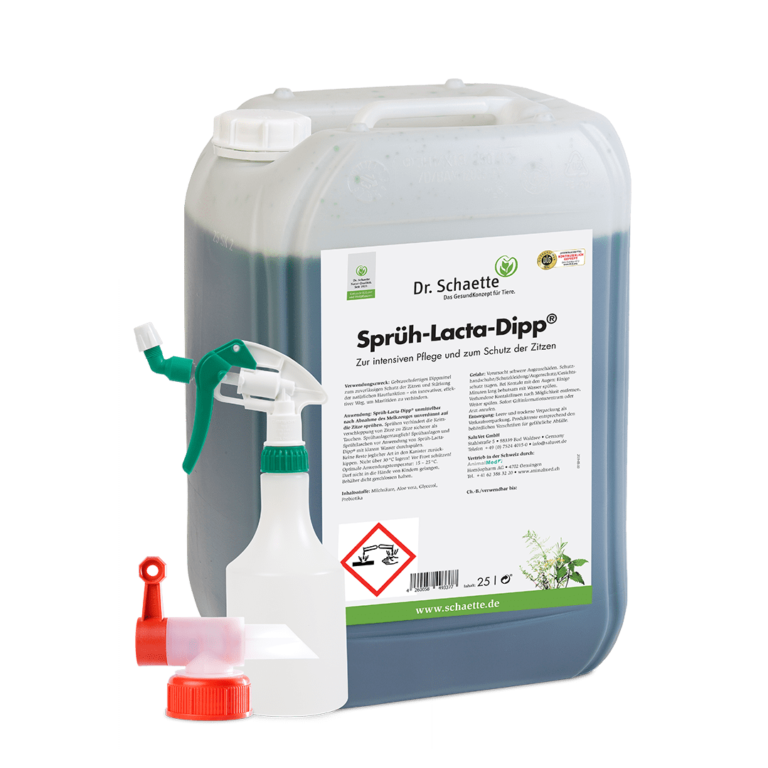 Sprüh-Lacta-Dipp® 25 l Kanister inkl. Auslaufhahn und Dipp-Sprüh-Flasche (500 ml)